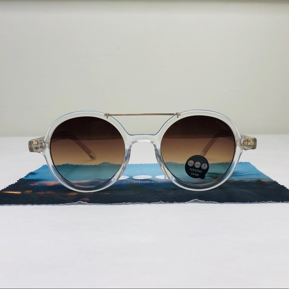 NEW KOMONO sunglasses Vivien Clear gold round - Picture 7 of 15
